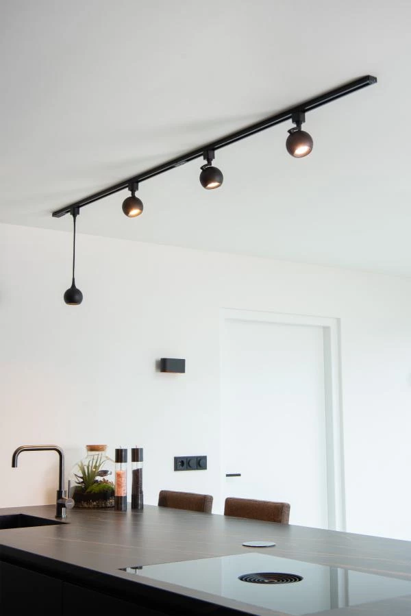 Lucide TRACK FAVORI pendant - 1-circuit Track lighting system - 1xGU10 - Black (Extension) - ambiance 7